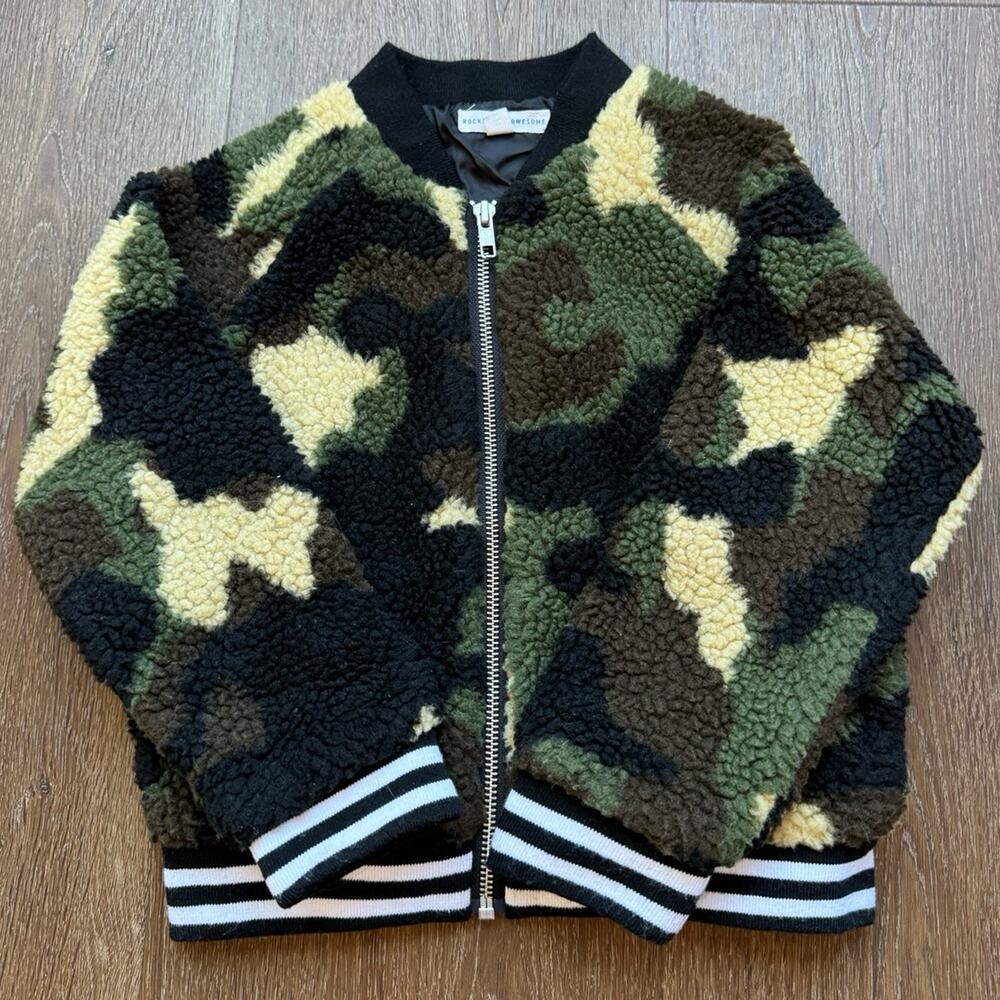 Rockets of Awesome Girls Camo Sherpa Jacket Sz 4